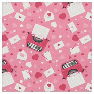 valentines romance typewriter love letters hearts fabric