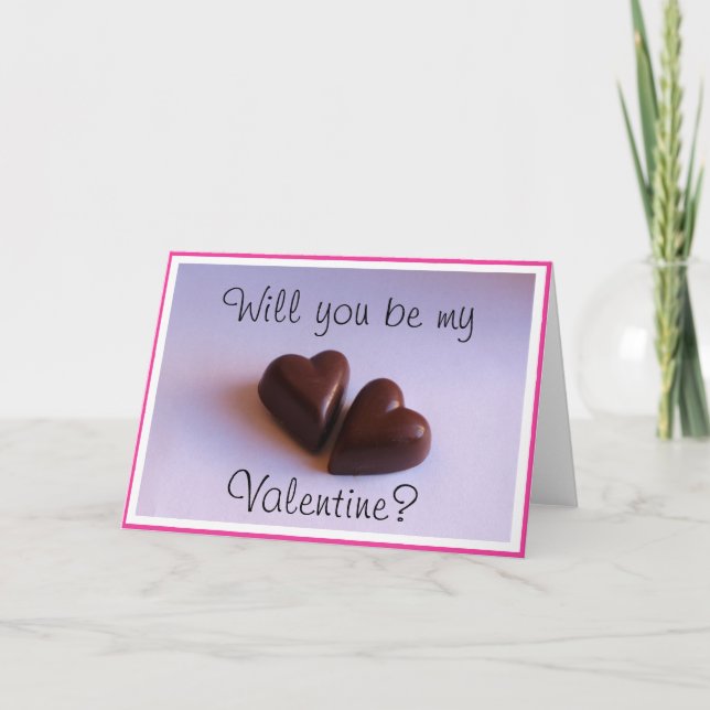 Valentines Romantic Chocolate Hearts any Text Holiday Card (Front)