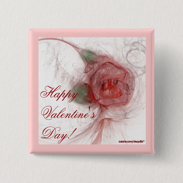 VALENTINE'S ROSE ~ On White 15 Cm Square Badge (Front)