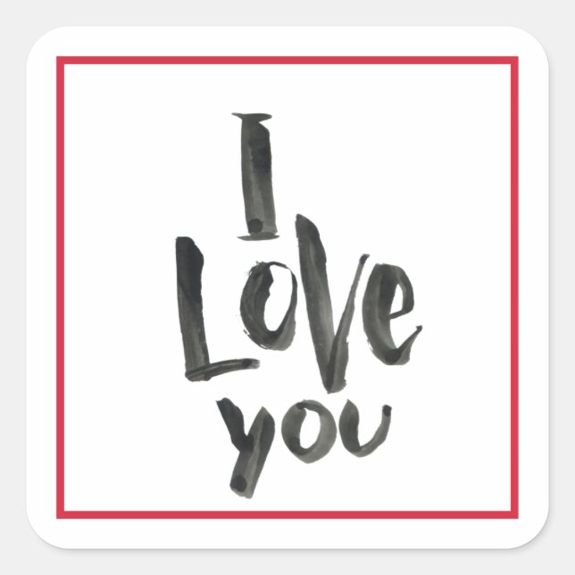 Valentines’ s Day Holiday I Love You Decorative Square Sticker (Front)