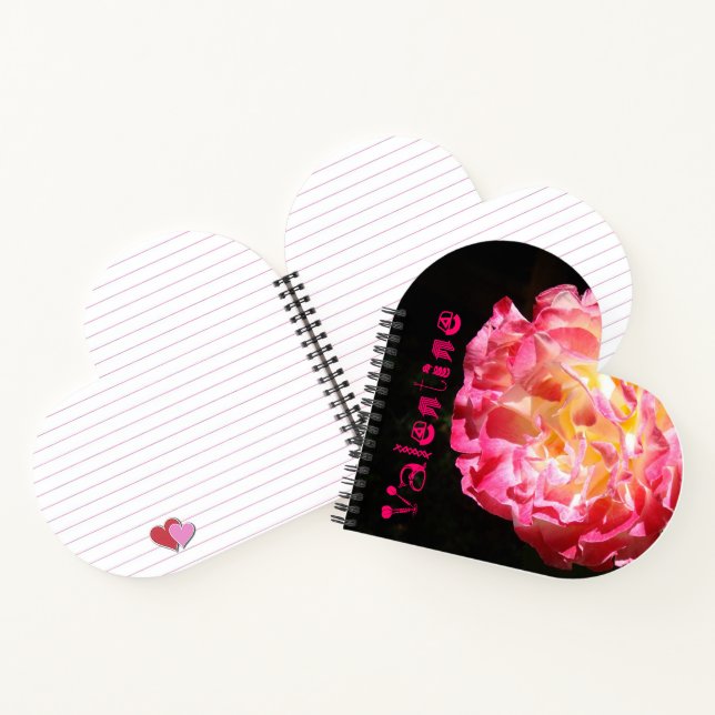 Valentines Shape notebooks Rose Flowers custom (Inside)