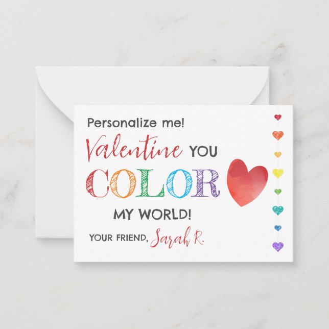 Valentine's Shuttle Pen Colour My World Class Card (Front)