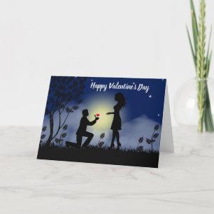 Valentine's Silhouette couple Holiday Card