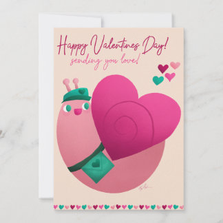 Valentine's Snail Holiday Card