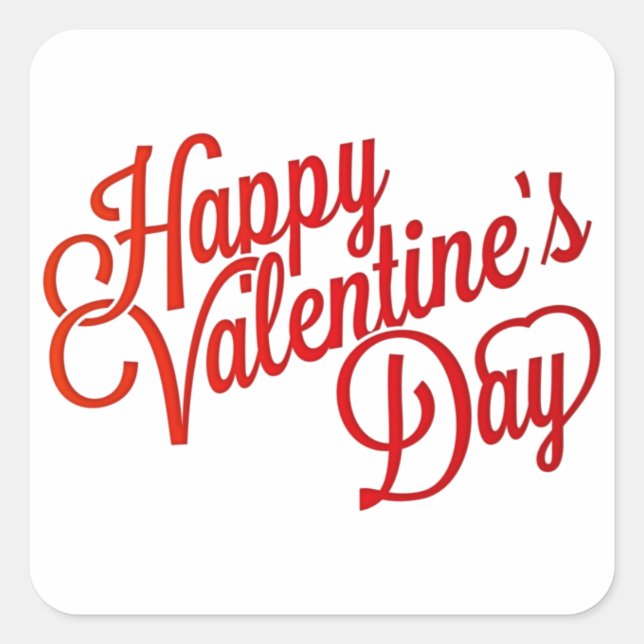 Valentines Square Stickers/Typography Sticker (Front)