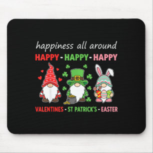 Valentines st patricks easter gnomes shirt, happy mouse pad