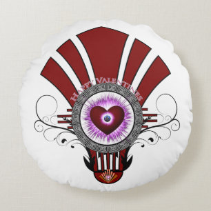 Valentines Star Burst Round Pillow