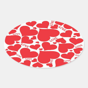 Valentines Stickers/Love and Hearts Oval Sticker