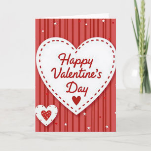 Valentines Striped Stitched Card