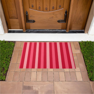 Valentines Stripes of Red and Pink  Doormat