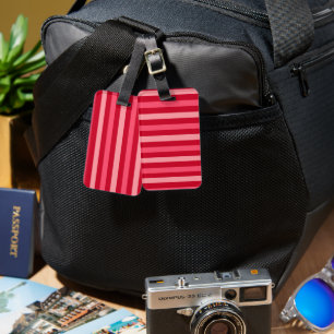 Valentines Stripes of Red and Pink Luggage Tag