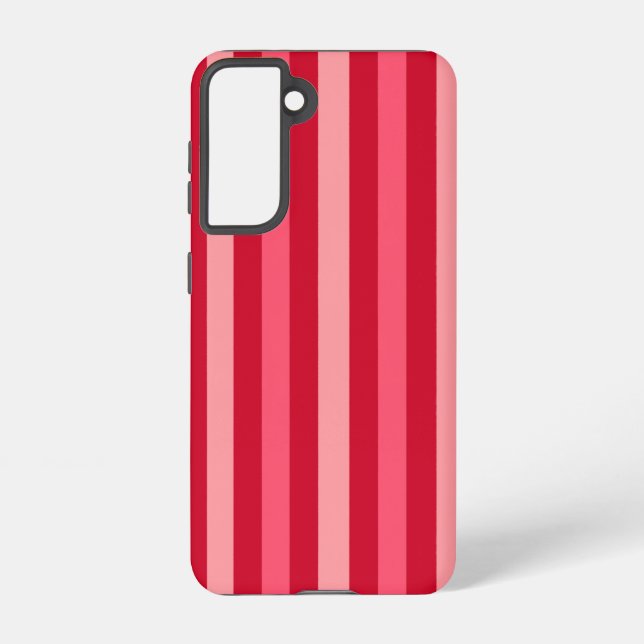 Valentines Stripes of Red and Pink  Samsung Galaxy S21 Case (Back)