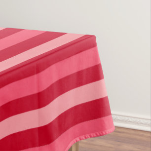 Valentines Stripes of Red and Pink  Tablecloth