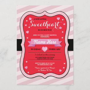 Valentines Sweetheart Baby Shower Girl Love Invite
