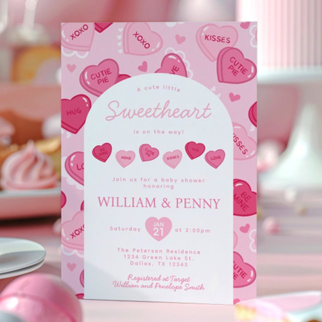 Valentines Sweetheart Candy Baby Shower Invitation (Creator Uploaded)