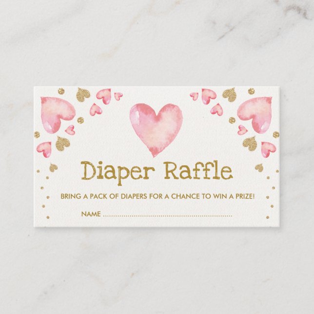 Valentines Sweetheart Diaper Raffle Pink Gold Enclosure Card (Front)