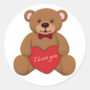 Valentines' Teddy Bear Classic Round Sticker