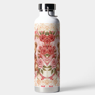 Valentine's ,Teddy Bear,Pink Love Heart and Flower Water Bottle
