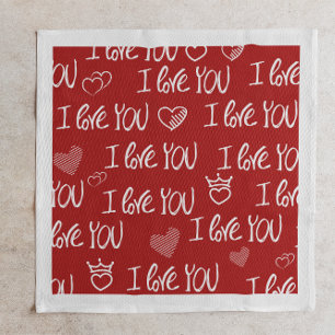 Valentine's theme Red White I love You Pattern Napkin