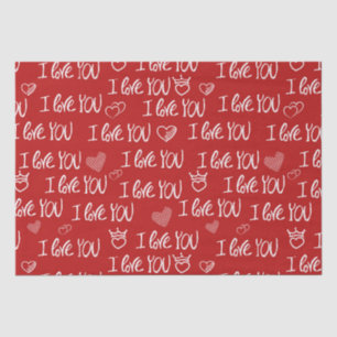 Valentine's theme Red White I love You Pattern Tissue Paper
