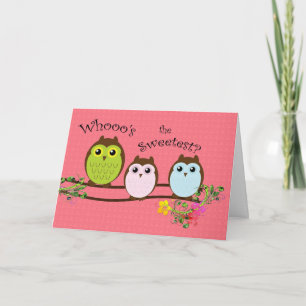 Valentine's Three Owls Card