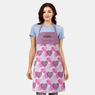 Valentine's Transparent Hearts Plum Blush Pattern Apron