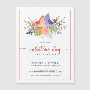 Valentines typography and Birds in love invite