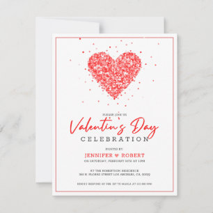 Valentines typography and heart celebration invite