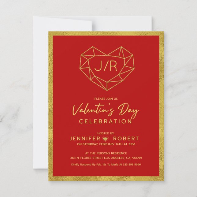 Valentines typography and heart celebration invite (Front)
