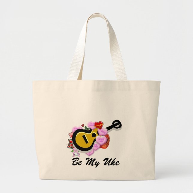 Valentine's Ukulele Large Tote Bag (Front)
