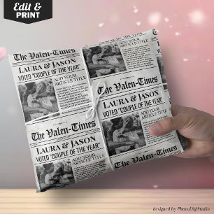 Valentines Unique Wrapping Paper Couples Newspaper