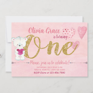 Valentines Valentine Teddy Bear birthday invite. Invitation