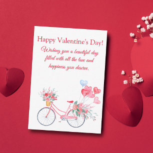 valentines watercolor floral vintage bicycle chic card