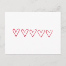 Valentine's Watercolor Hearts Postcard