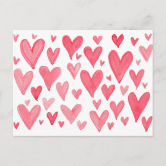 Valentine's Watercolor Hearts Postcard
