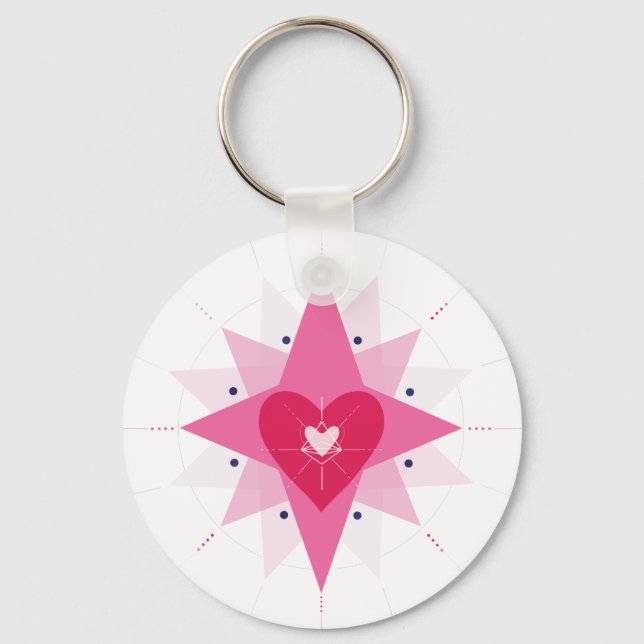 Valentines wedding heart illustration bag charm key ring (Front)