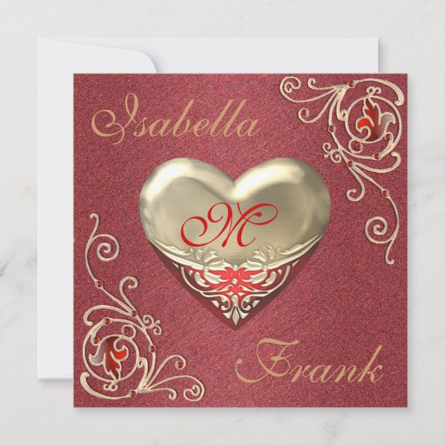 Valentines Wedding Invitation with Gorgeous Heart (Front)