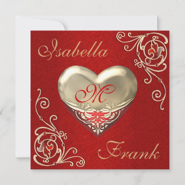 Valentines Wedding Invitation with Gorgeous Heart (Front)