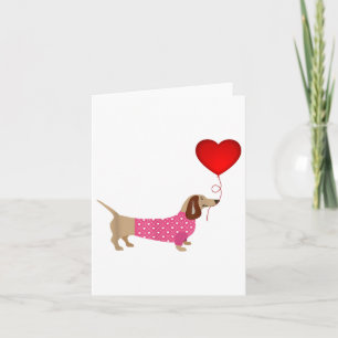 Valentines Weiner Daschund Doxie In Dog Dress Card