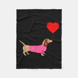Valentines Weiner Daschund Doxie In Dog Dress Fleece Blanket