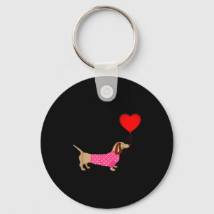 Valentines Weiner Daschund Doxie In Dog Dress  Key Ring
