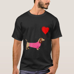 Valentines Weiner Daschund Doxie In Dog Dress T-Shirt