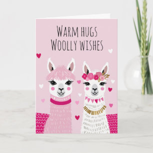 Valentines Whimsical Adorable Llamas Valentines Card
