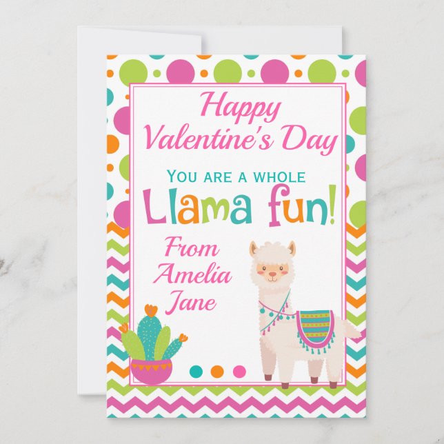 Valentines Whole Llama Fun Classroom Holiday Card (Front)