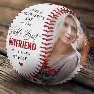 Valentines 'Worlds Best Boyfriend' Photo Keepsake Baseball