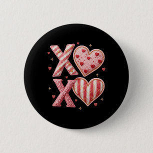 Valentines Xoxo Latch Hook Yarn Crochet Hearts Cup 6 Cm Round Badge