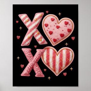 Valentines Xoxo Latch Hook Yarn Crochet Hearts Cup Poster