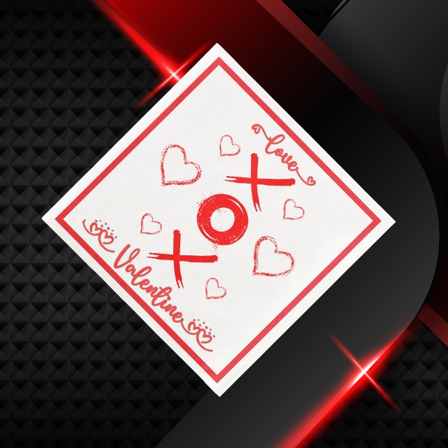 Valentine's XOXO with Hearts in Red | Napkin (Creator Uploaded)