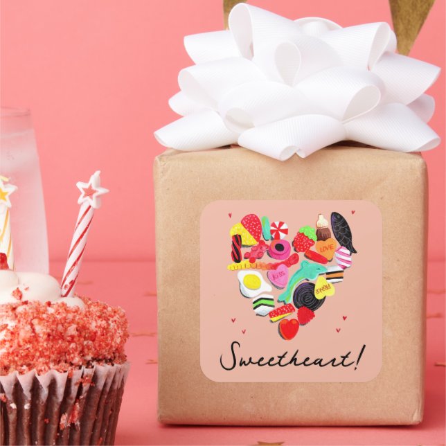 Valentines You Are So Sweet candy heart Square Sticker (Party)