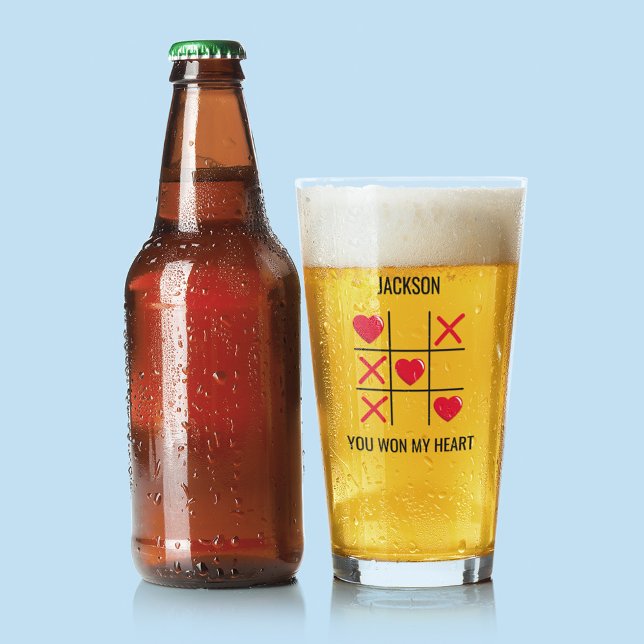 Valentines You Won My Heart Beer Glass (Creator Uploaded)